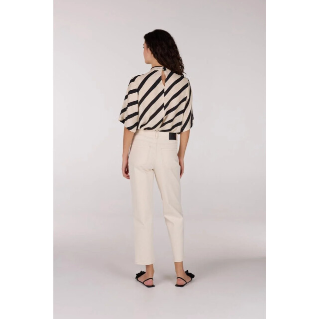 Jansen Amsterdam Teddie blouse bs 116 high neck sand/black BS 116 large