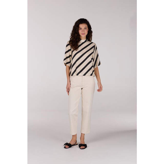 Jansen Amsterdam Teddie blouse bs 116 high neck sand/black BS 116 large