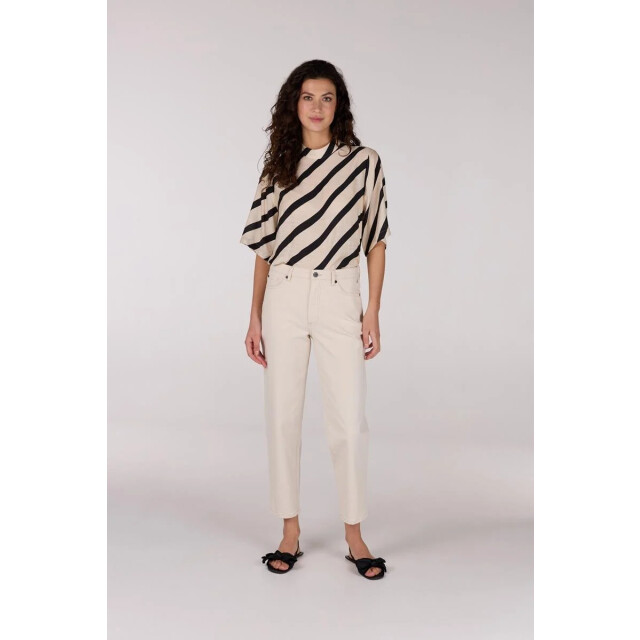 Jansen Amsterdam Teddie blouse bs 116 high neck sand/black BS 116 large