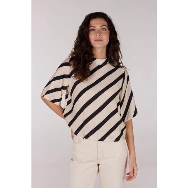 Jansen Amsterdam Teddie blouse bs 116 high neck sand/black BS 116 large