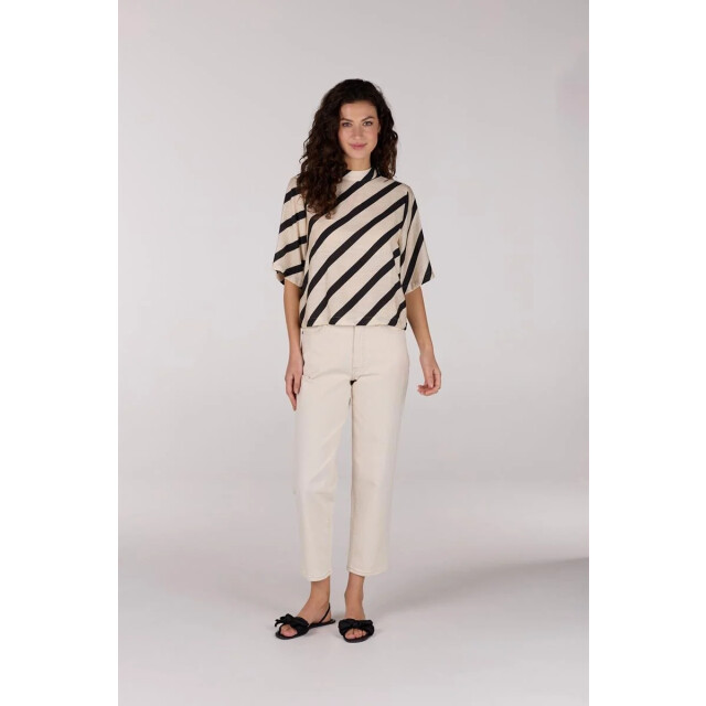 Jansen Amsterdam Teddie blouse bs 116 high neck sand/black BS 116 large