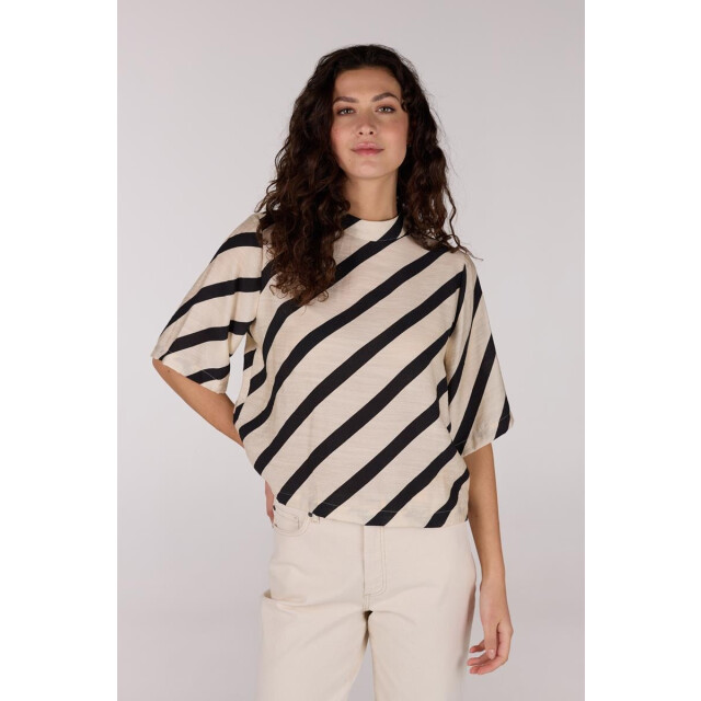 Jansen Amsterdam Teddie blouse bs 116 high neck sand/black BS 116 large