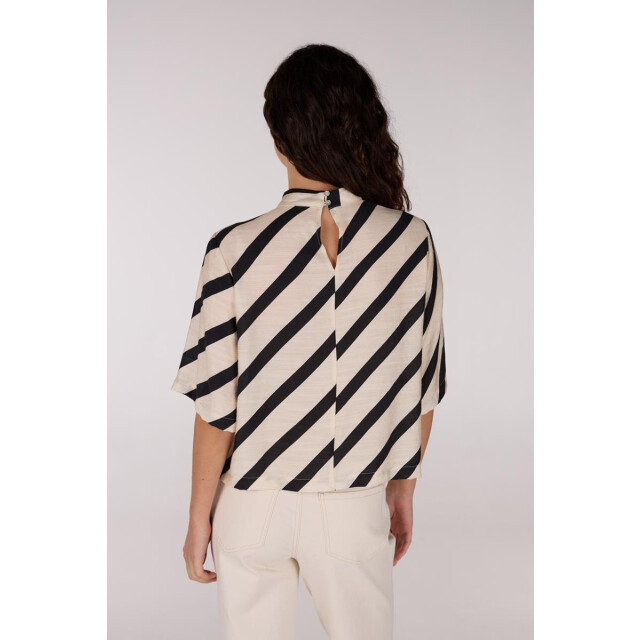 Jansen Amsterdam Teddie blouse bs 116 high neck sand/black BS 116 large