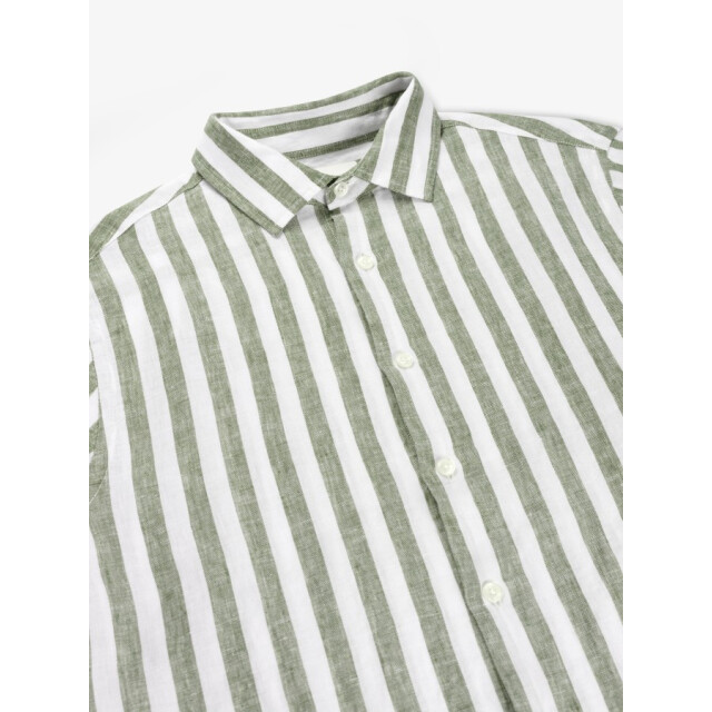 Van Harper Linnen shirt sh109 olive stripe heren overhemd lange mouw - Olive Stripe/LINEN SHIRT SH109 large