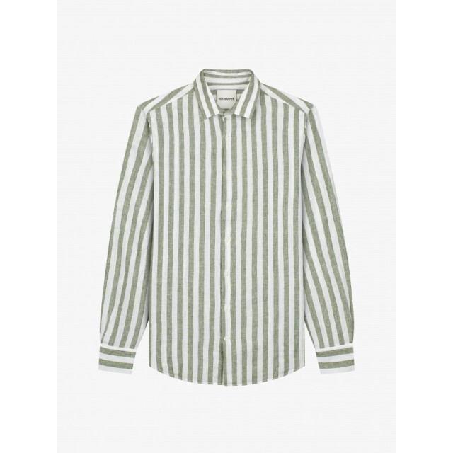 Van Harper Linnen shirt sh109 olive stripe heren overhemd lange mouw - Olive Stripe/LINEN SHIRT SH109 large