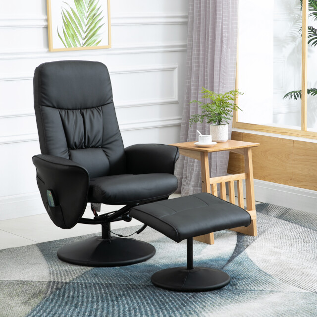 4goodz Relaxfauteuil met massagestoel met voetenbank kunstleer - 3179009 large