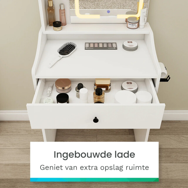 Mirlux Kaptafel met spiegel en led verlichting 62x39x149.5cm wit ingebouwde 3083743 large