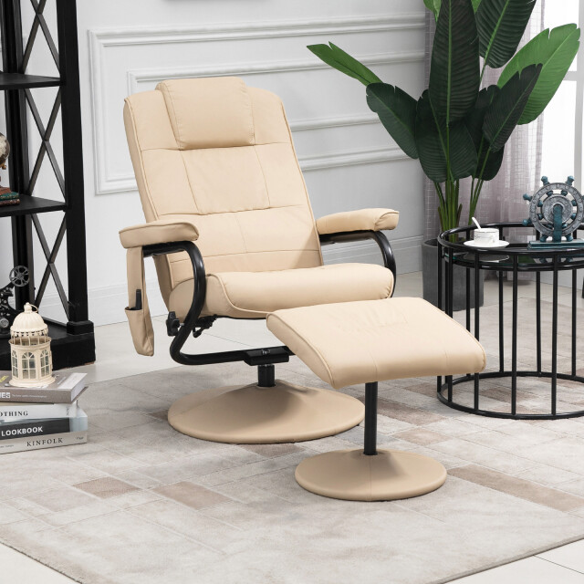 4goodz Relaxfauteuil met massagestoel met voetenbank kunstleer - 3179008 large