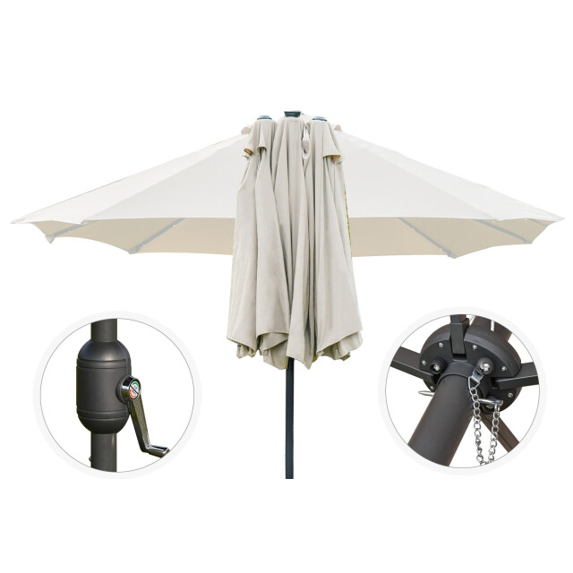 4goodz Outsunny led duo-parasol xl 440x260 cm met verlichting creme 3173044 large
