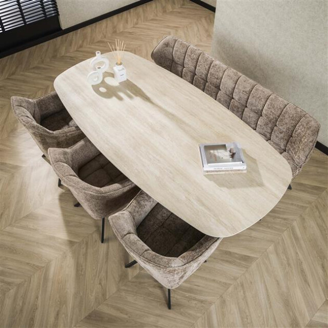 Hoyz eetkamertafel 215 deens ovaal romano travertin 3d keramiek 3171151 large