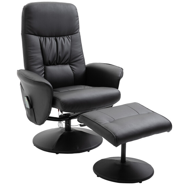 4goodz Relaxfauteuil met massagestoel met voetenbank kunstleer - 3179009 large
