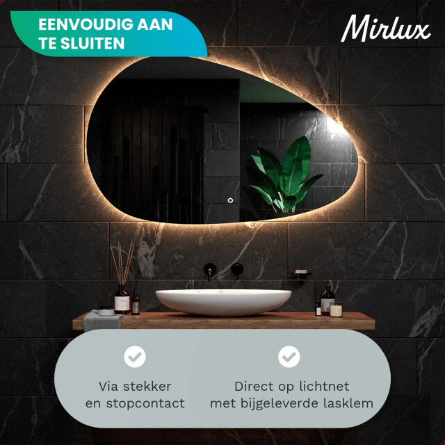 Mirlux Badkamerspiegel 150x93cm asymmetrisch frameloos 3170928 large