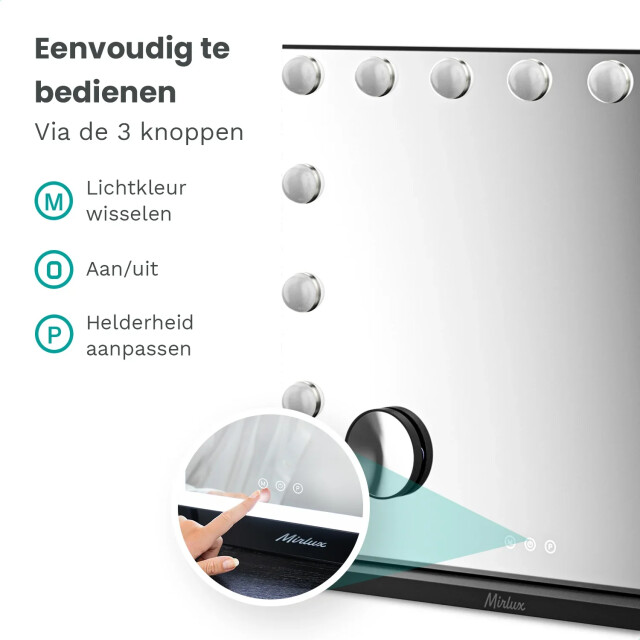 Mirlux Hollywood spiegel bluetooth speakers 58x48cm zwart pre-order 3083748 large