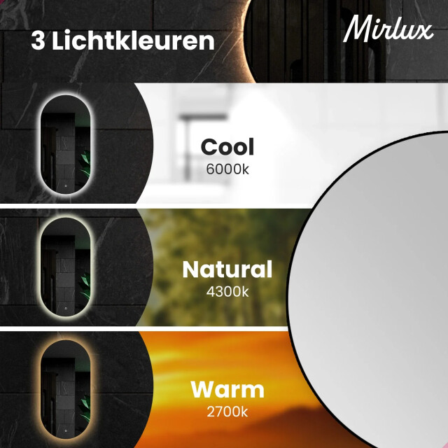 Mirlux Badkamerspiegel 120x60cm ovaal zwart frame 3170924 large