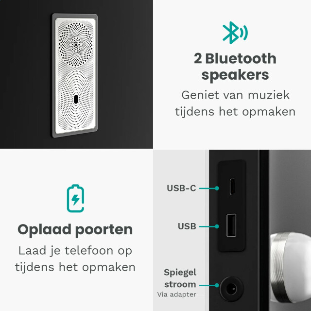 Mirlux Hollywood spiegel bluetooth speakers 58x48cm zwart pre-order 3083748 large