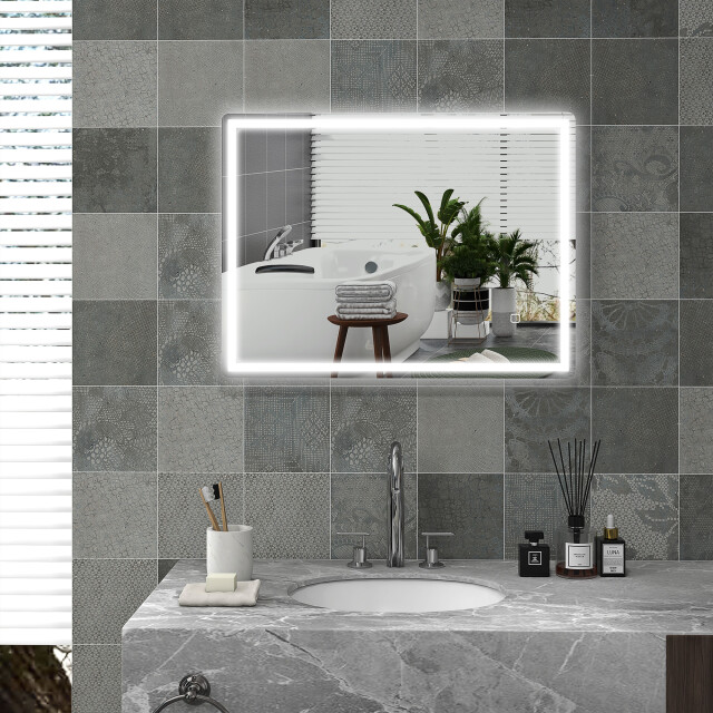 4goodz Led badkamerspiegel 60x80 cm met aanraak schakelaar, anti-condens - 3179012 large