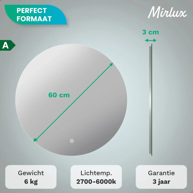 Mirlux Badkamerspiegel 60cm frameloos 3083729 large