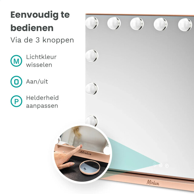 Mirlux Hollywood spiegel 58x48cm rosé goud 3083741 large