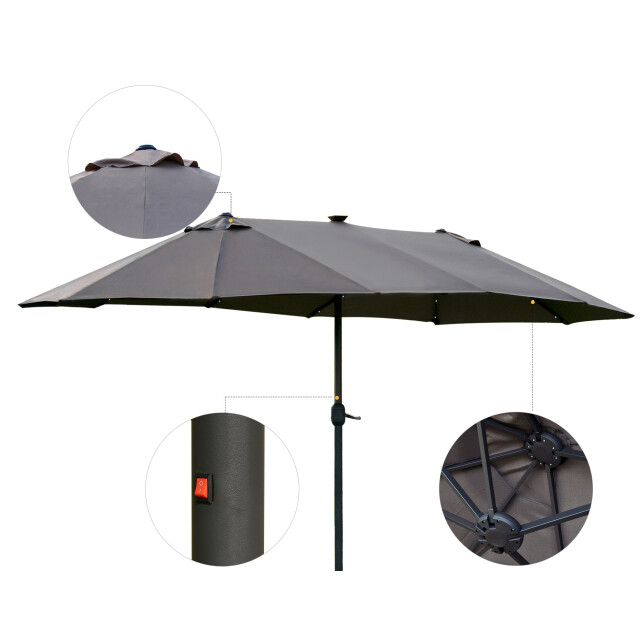 4goodz Outsunny led duo-parasol xl 440x260 cm met verlichting - 3173043 large