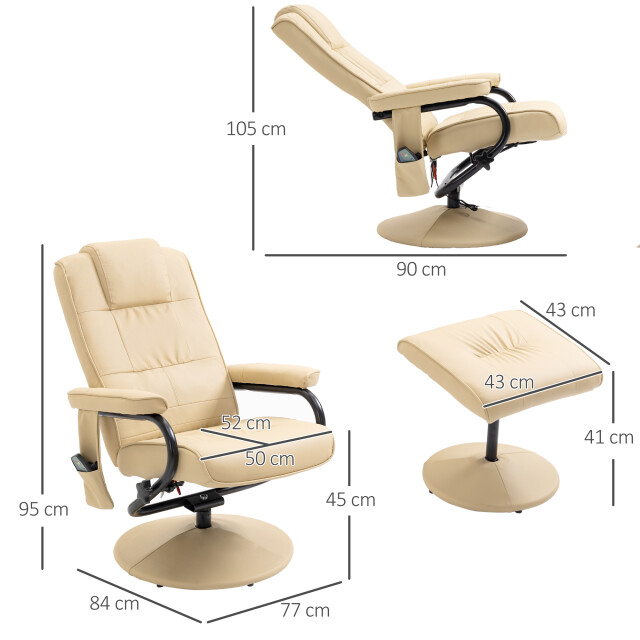 4goodz Relaxfauteuil met massagestoel met voetenbank kunstleer - 3179008 large