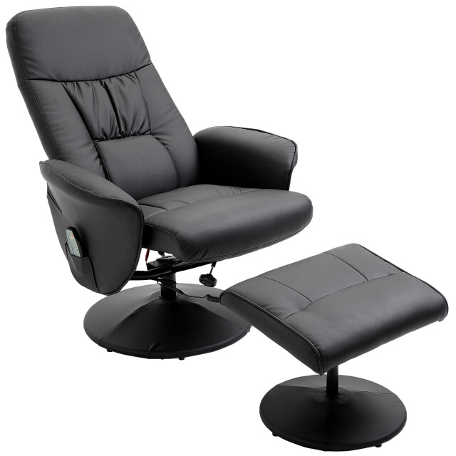 4goodz Relaxfauteuil met massagestoel met voetenbank kunstleer - 3179009 large