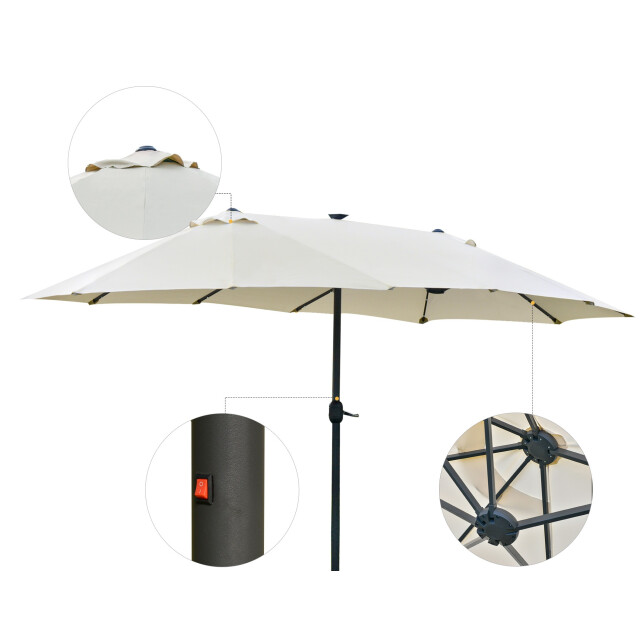 4goodz Outsunny led duo-parasol xl 440x260 cm met verlichting creme 3173044 large