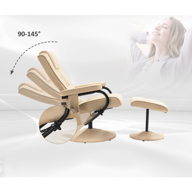 4goodz Relaxfauteuil met massagestoel met voetenbank kunstleer - 3179008 large