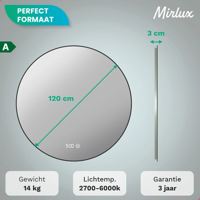 Mirlux Badkamerspiegel 120cm zwart frame 3170926 large