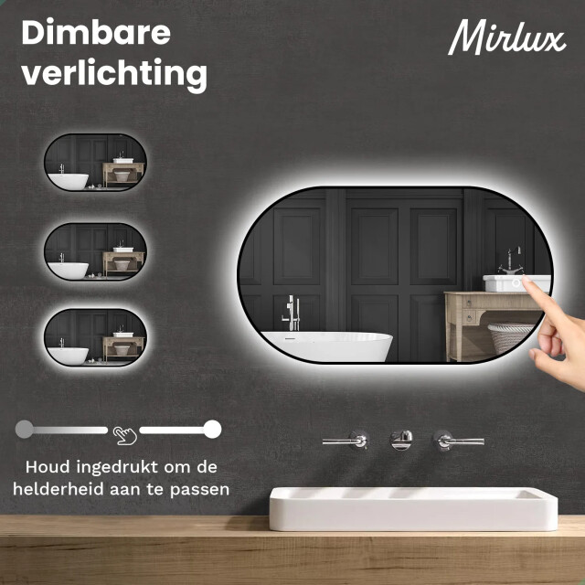 Mirlux Badkamerspiegel 90x50cm ovaal zwart frame 3083738 large