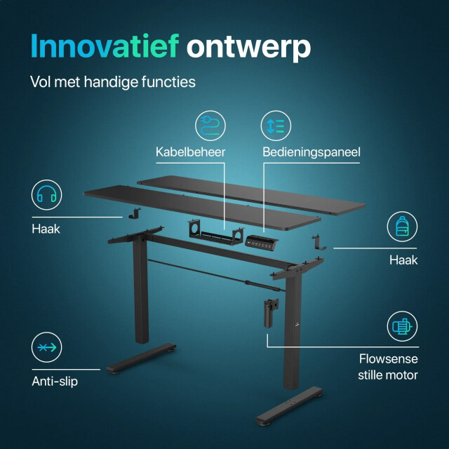 Mirlux Flowsense zit sta bureau verstelbaar elektrisch bureau 160 x 60 cm pre 3083753 large