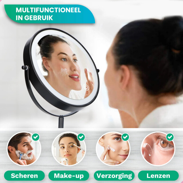 Mirlux Make-up spiegel hoogte verstelbaar zwart 1-10x vergroting 3083760 large