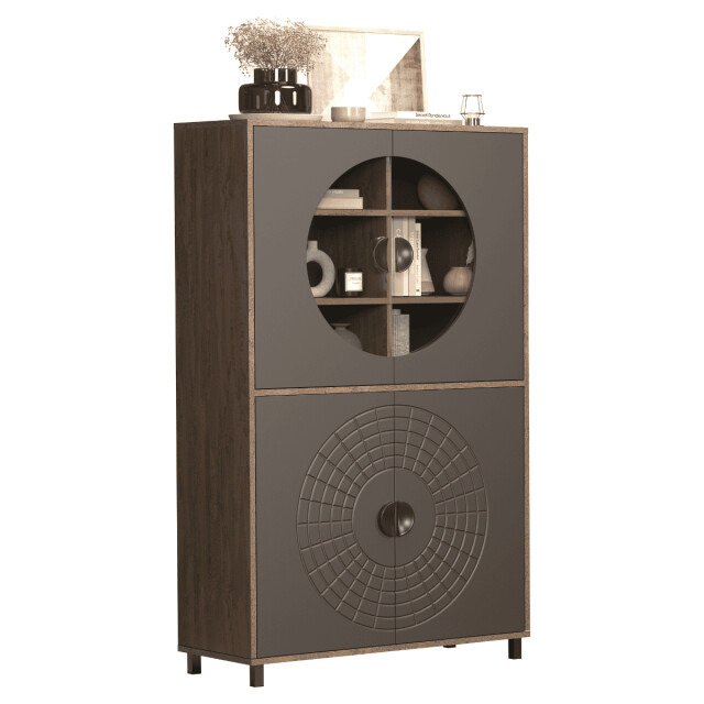 CaliCosy Hoog dressoir met 4 deuren, waarvan 2 met gehard glas h163 cm fusion 3042323 large