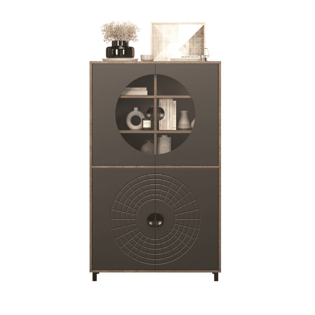 CaliCosy Hoog dressoir met 4 deuren, waarvan 2 met gehard glas h163 cm fusion 3042323 large
