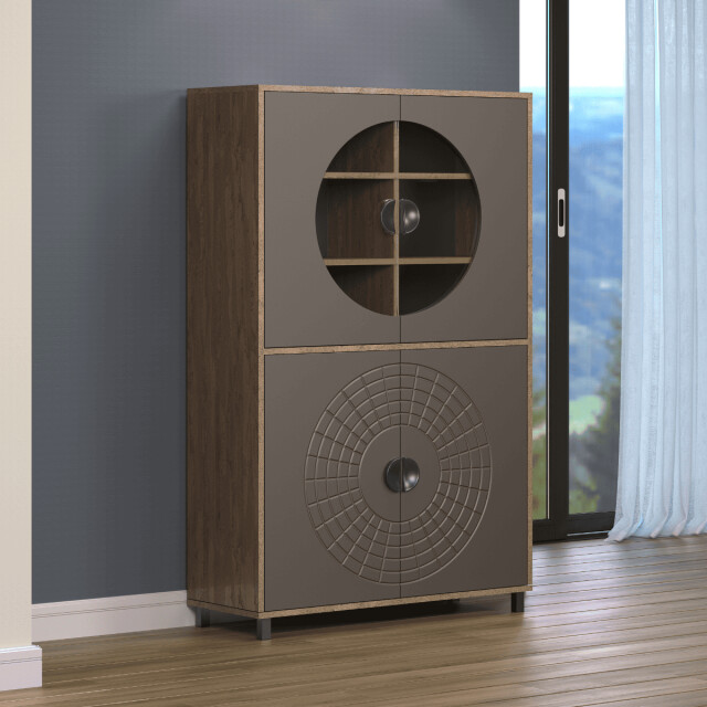 CaliCosy Hoog dressoir met 4 deuren, waarvan 2 met gehard glas h163 cm fusion 3042323 large