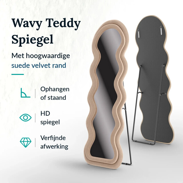 Mirlux Passpiegel wavy teddy spiegel 160x60cm wit creme 3083756 large