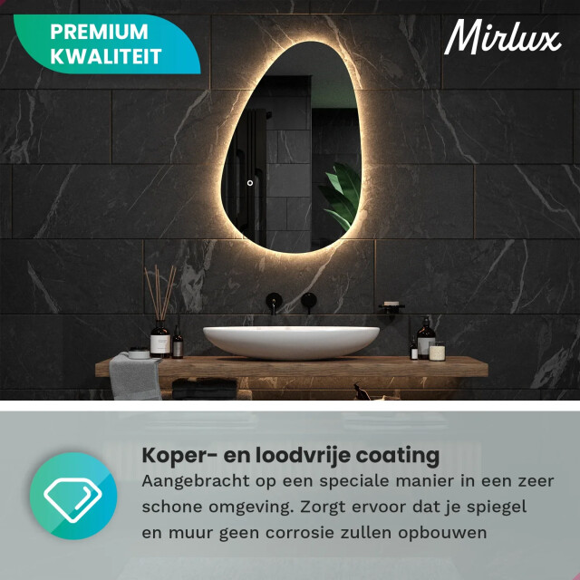 Mirlux Badkamerspiegel 90x60cm asymmetrisch frameloos 3083735 large