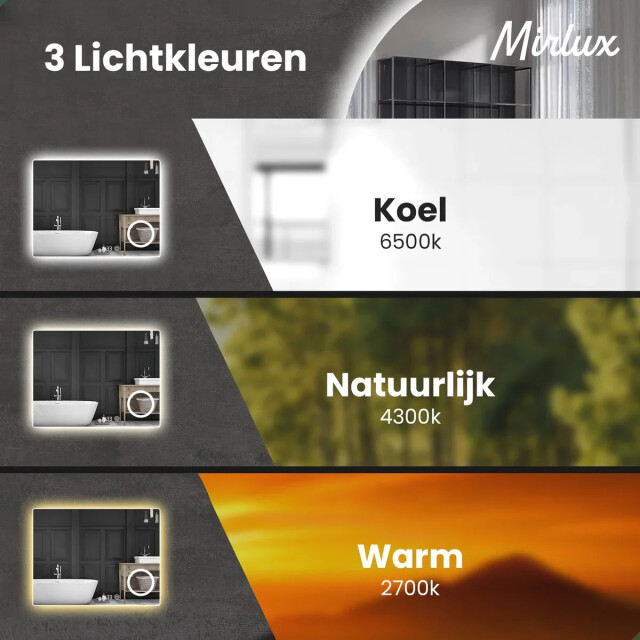 Mirlux Badkamerspiegel 80x60cm rechthoekig frameloos 3083731 large