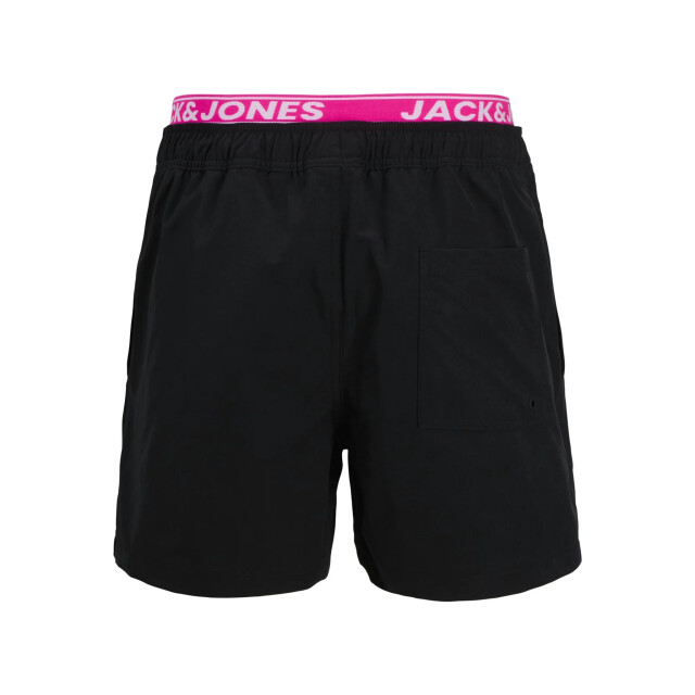 Jack & Jones Heren zwemshort jpstmaui neon dubbele waistband zwart/roze 12272961-Black large