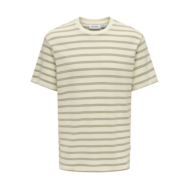 Only & Sons Onsian reg ss stripe struct tee ecru dessin 5339.08.0004 large