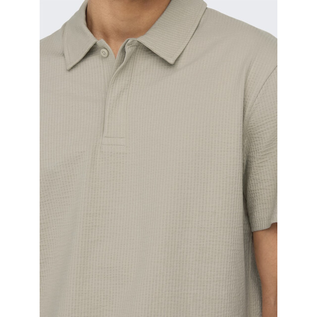 Only & Sons Onskian reg seersucker ss polo beige 5369.05.0014 large