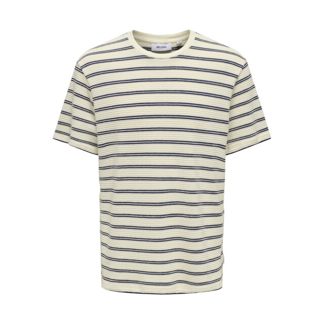 Only & Sons Onsian reg ss stripe struct tee ecru dessin 5339.08.0005 large