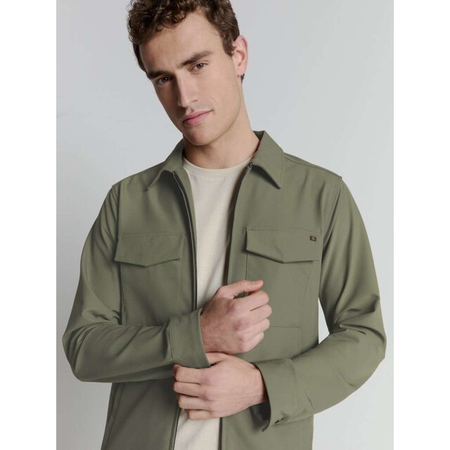 No Excess Overshirt full zipper stretch sedoc light army 27510104-177 large