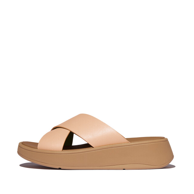 FitFlop F-mode leather flatform cross slides FW5 large