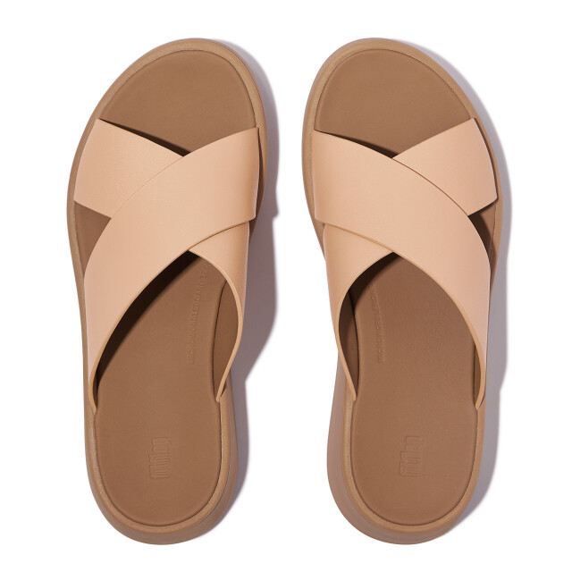 FitFlop F-mode leather flatform cross slides FW5 large