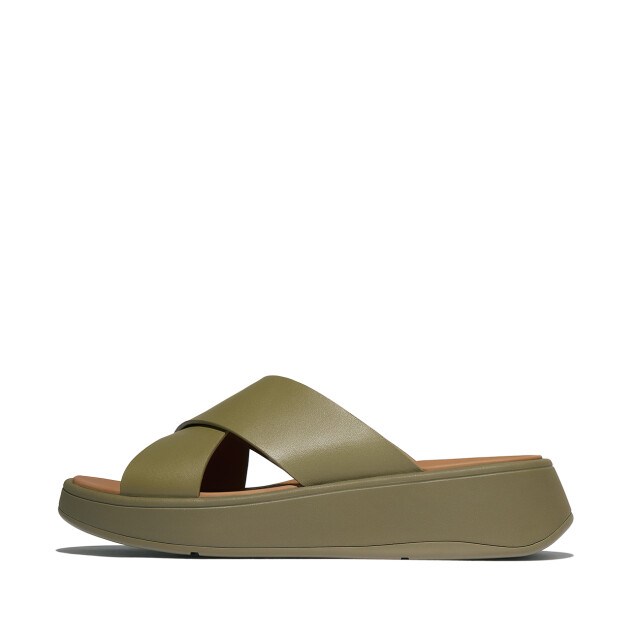 FitFlop F-mode leather flatform cross slides FW5 large