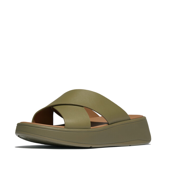 FitFlop F-mode leather flatform cross slides FW5 large