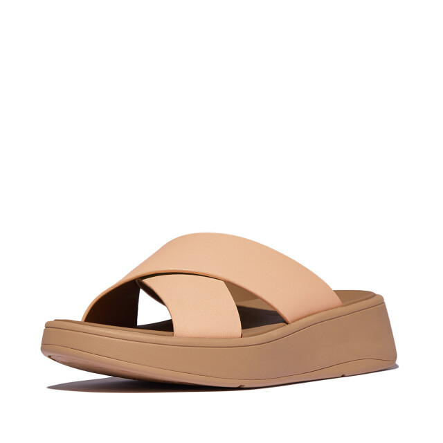 FitFlop F-mode leather flatform cross slides FW5 large