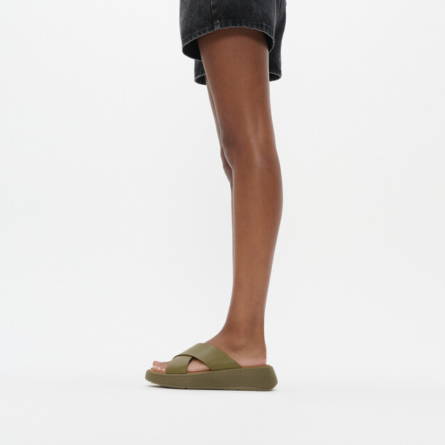 FitFlop F-mode leather flatform cross slides FW5 large