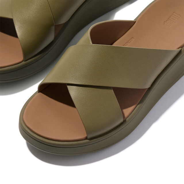 FitFlop F-mode leather flatform cross slides FW5 large