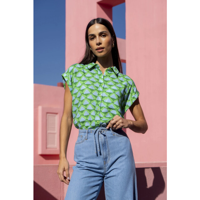 Geisha 53489-20 530 blouse green/blue 53489-20 530 large